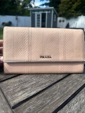 Prada Ayers Python Blush Pink Clutch/Wallet